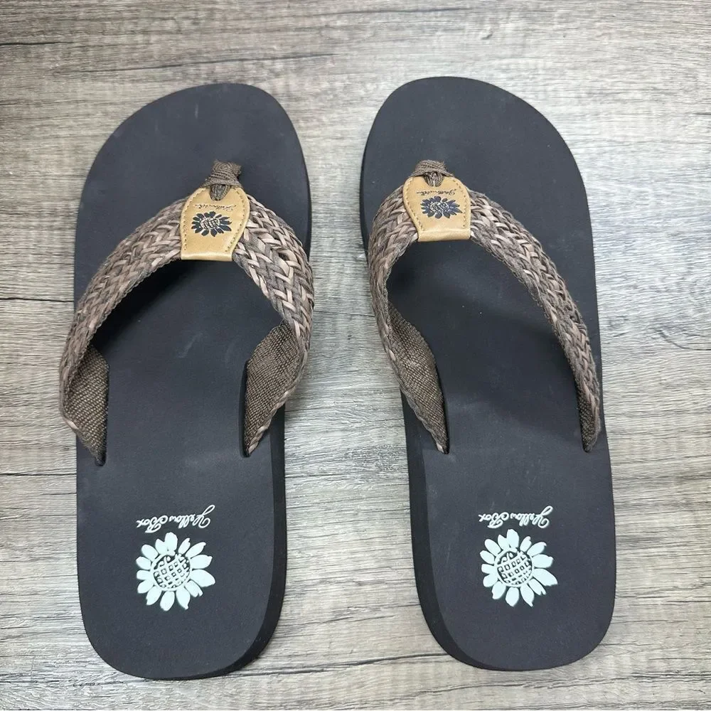 Yellow Box~Women’s~”Fionna”~ Woven Dark Brown Flip Flop Thong Sandals~Size 10 - Picture 6 of 9